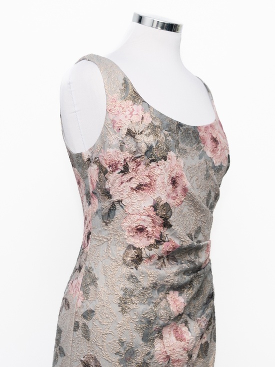 Adrianna Papell - Metallic Floral-Print Column Gown - Picture 11 of 13